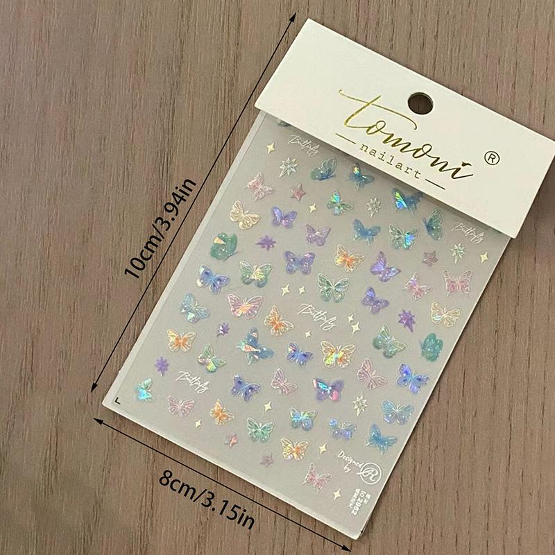 

1pcs 5D Glitter Butterfly Nail Stickers Kawaii Aurora Butterfly Nail Art Charms Decorations Decals DIY Manicure Adhesive Patch