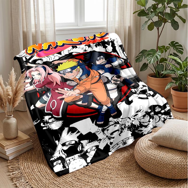 Naruto Printed Flannel Blanket Skin Friendly Warm Decorative Throw for Indoor Couch Bed Daily Use