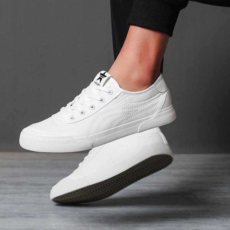 

Модная мужская парусиновая обувь весна-лето, корейский стиль, на шнуровке, мужская обувь, низкий верх, кеды, ленивая, дышащая, универсальная повседневная обувь SS25108 38 белый