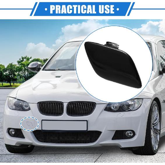 Car Tow Hook Eye Hole Cover Cap Compatible for BMW E92 Coupe E93 2007-2010, Durable Plastic Black Front Right