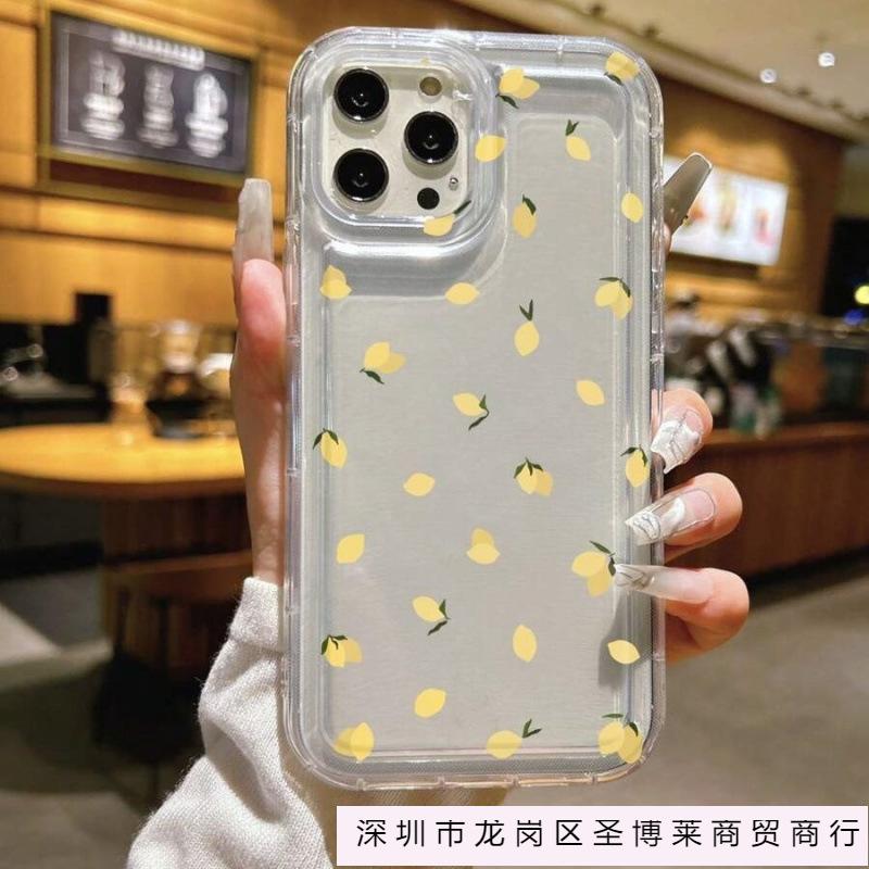 Fresh Small Lemon Is Suitable for Apple 16promax Mobile Phone Case 15plus14 Transparent 13 Airbag 12 Foreign Trade