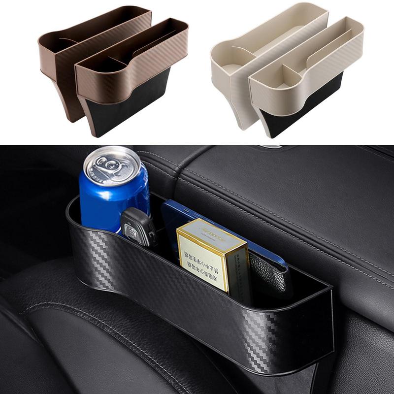 2pcs Car Seat Crevice Filler Storage Box With Cup Holder Auto Left Right Side Pocket Car Seat Crevice Slit Storage Holder