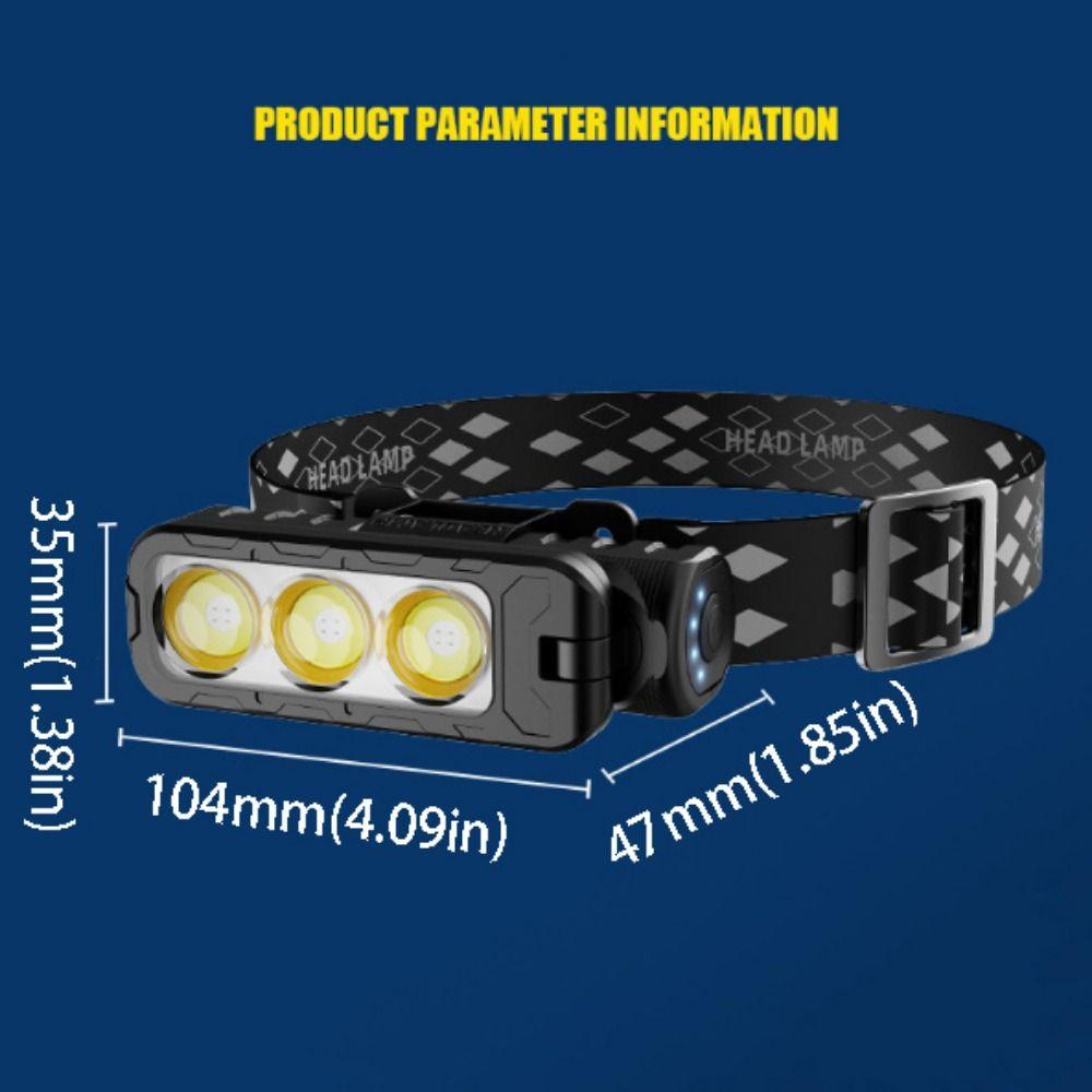 High Bright COB LED Work Light 6 Modes 180° Rotating USB Rechargeable Headlamp 4 Level Dimming Magnetic Base