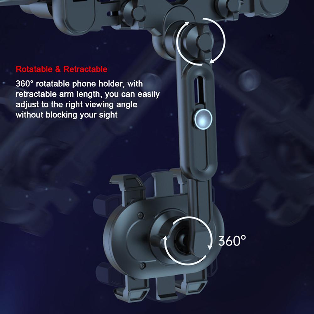 Car Phone Holder Rearview Mirror Phone Mount 360° Rotatable and Retractable Phone Stand Navigation
