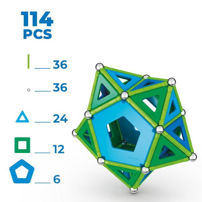 Kit de Construction Magnétique Écologique et Créatif - GEOMAG - Classic Panels Recycled 114 pcs