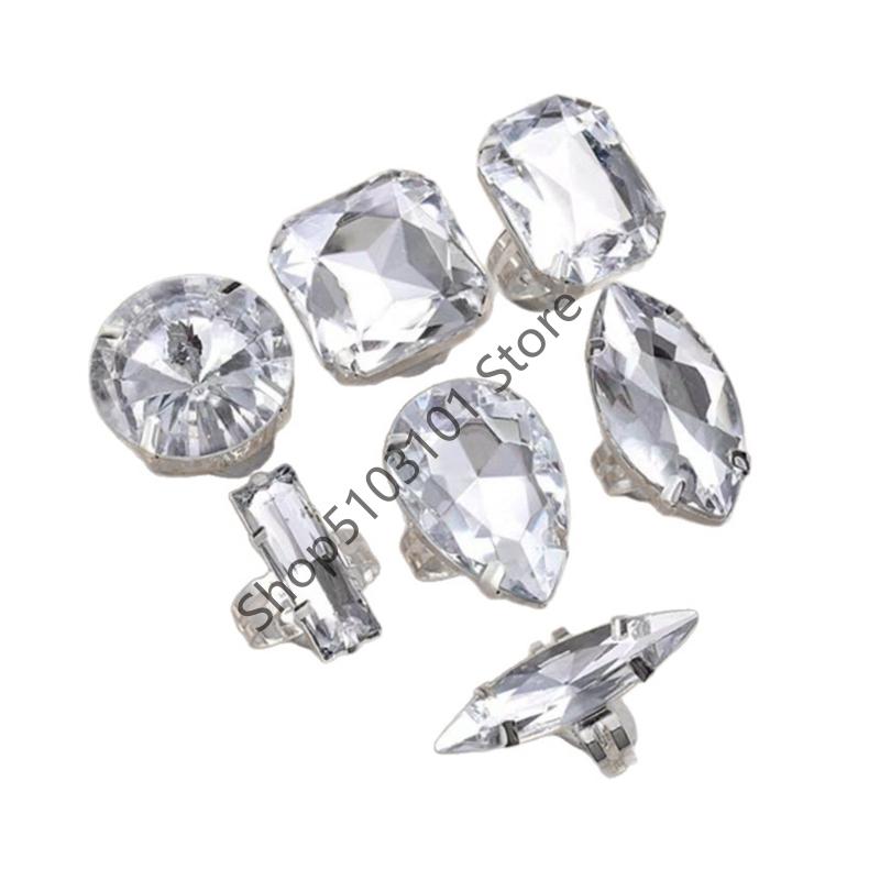 

X6HE 7PCS Stackable Rhinestones Rings Collection Sparkling Jewelry Set Party Accessories Anniversary Gifts білий
