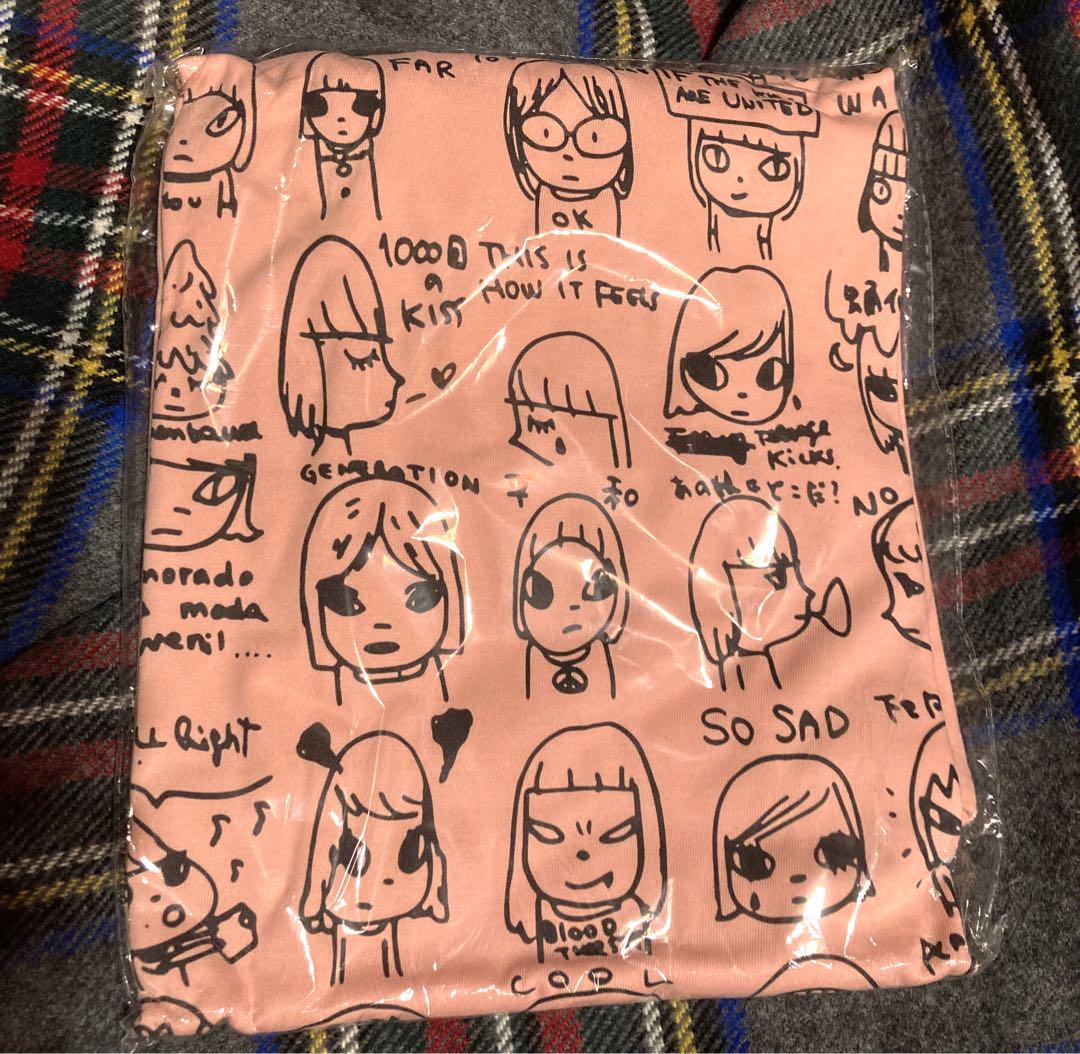 

[USED] Yoshitomo Nara XL Character Illustration T-Shirt Pink Beige