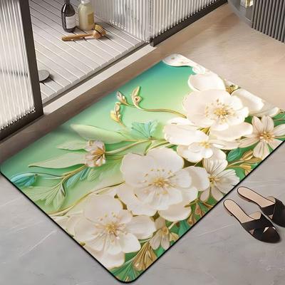 Modern Simple Flower Bathroom Door Absorbent Mat Small Fresh Household Toilet Non-slip Mat Toilet Foot Mat