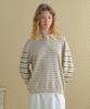 Tudument Stripe Long Sleeve Polo Knit_Ivory