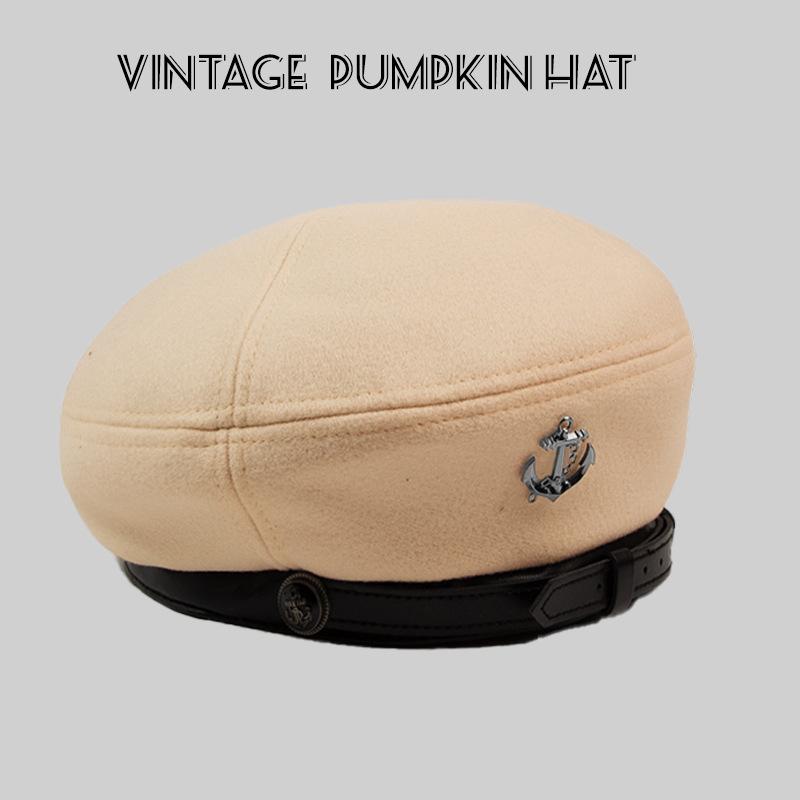Autumn and Winter Sweet and Spicy Woolen Beret Hat Design British Retro Face Showing Small Octagonal Hat Painter Hat for Women