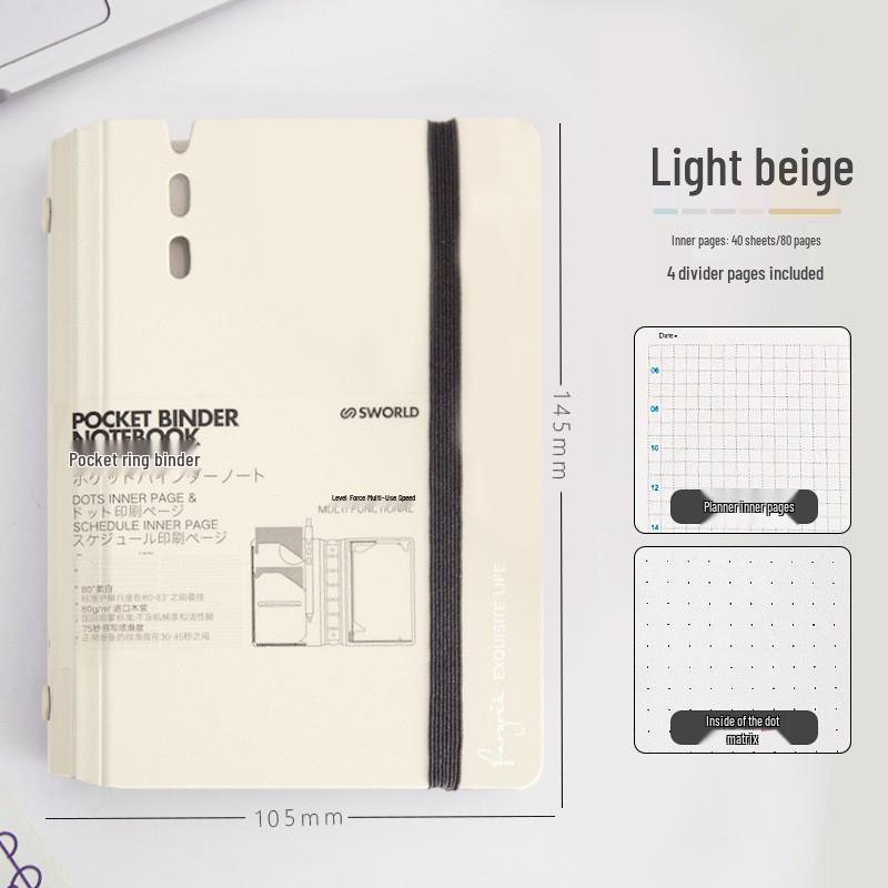 Compact Japanese-Style Notebook: A7 Pocket Book, A6 Note Pad, A5 Removable Ring Binder