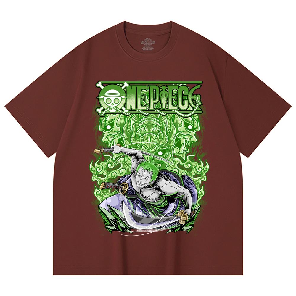 230 Gsm 100% Cotton One Piece V10 Zoro Print Unisex Heavy Cotton T Shirt