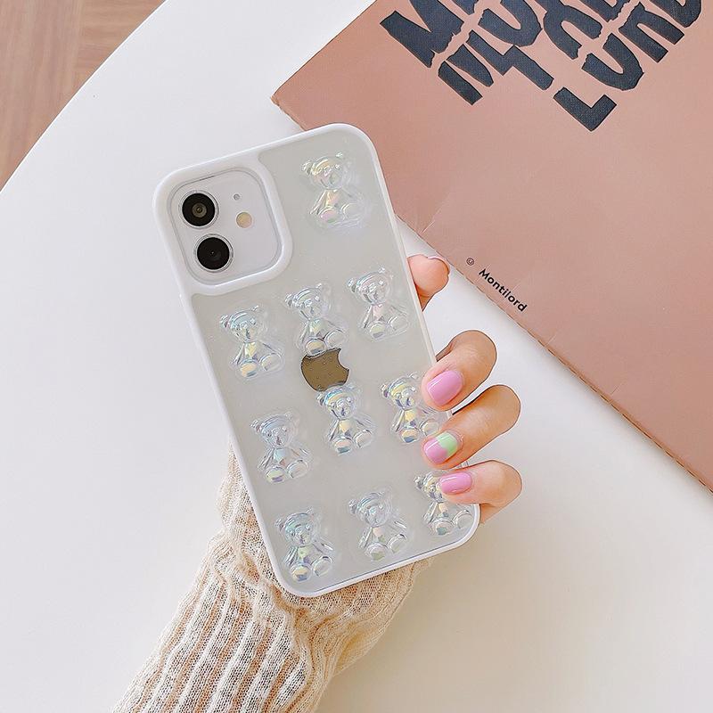 

Glitter Epoxy Laser Three-Dimensional Bear Mobile Phone Case Is Suitable For Iphone16 Apple 14/15/Xsmax/Xr/17. iPhone7/8/SE2020