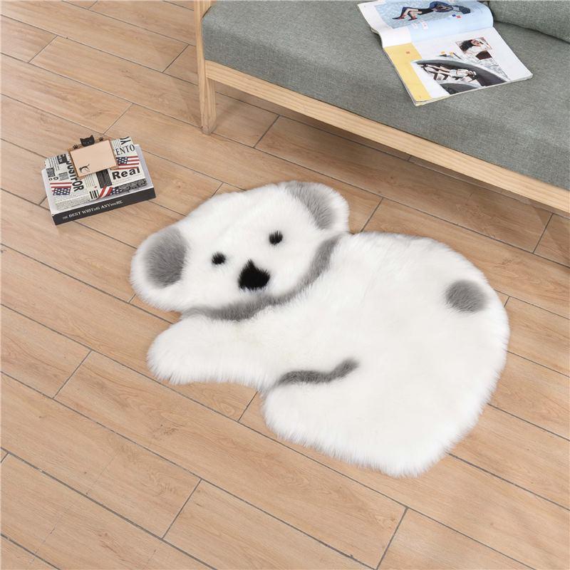 

Long Pile Cartoon Animal Children s Bedroom Rug - Cute Faux Wool Bedside Floor Mat 60*90cm