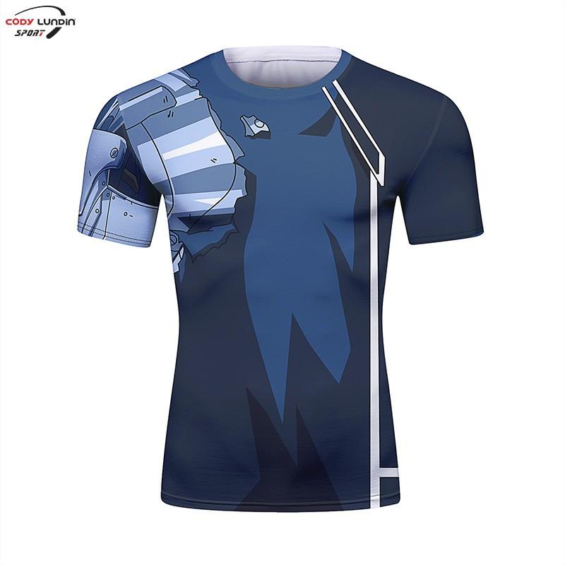 Mens Slim Fit Short Sleeve T-Shirt With 3D Print Quick-Dry Athletic Top Running Casual Sport