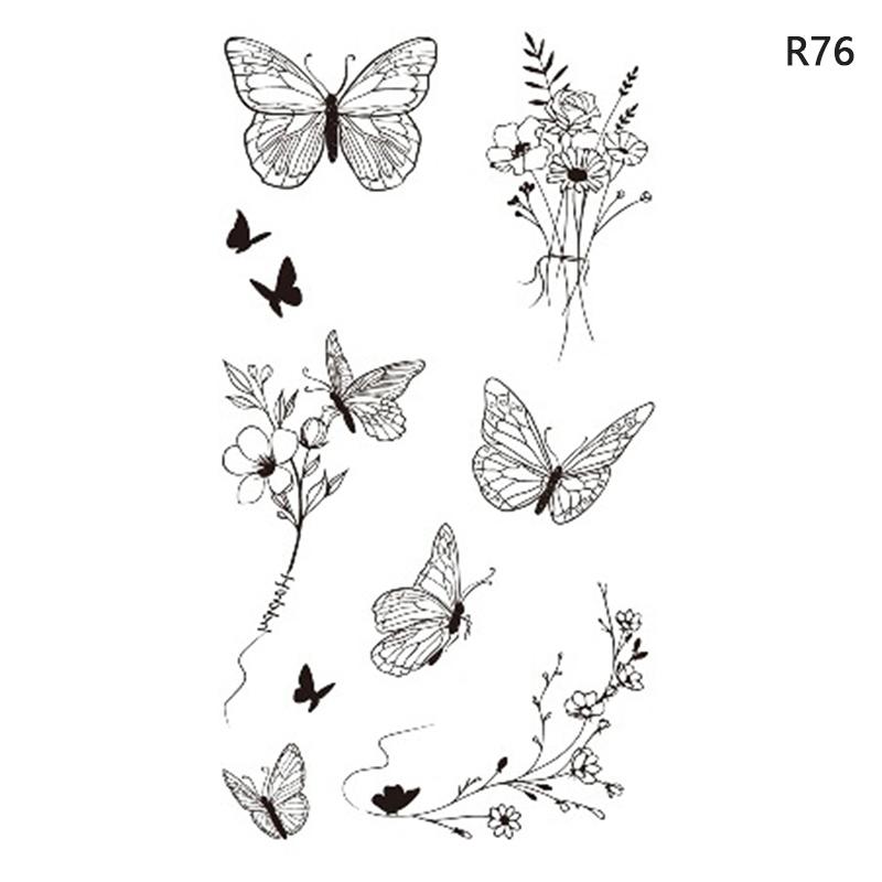 Waterproof Temporary Tattoo Stickers Black Butterfly Rose Transfer Flash Tatoo