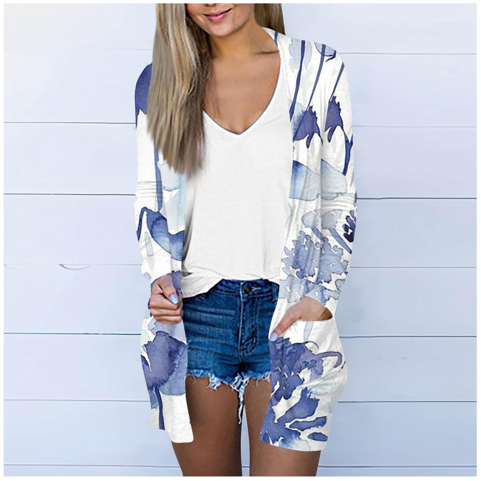 Женская модная свободная повседневная куртка-кардиган средней длины с длинными рукавами — фото 7