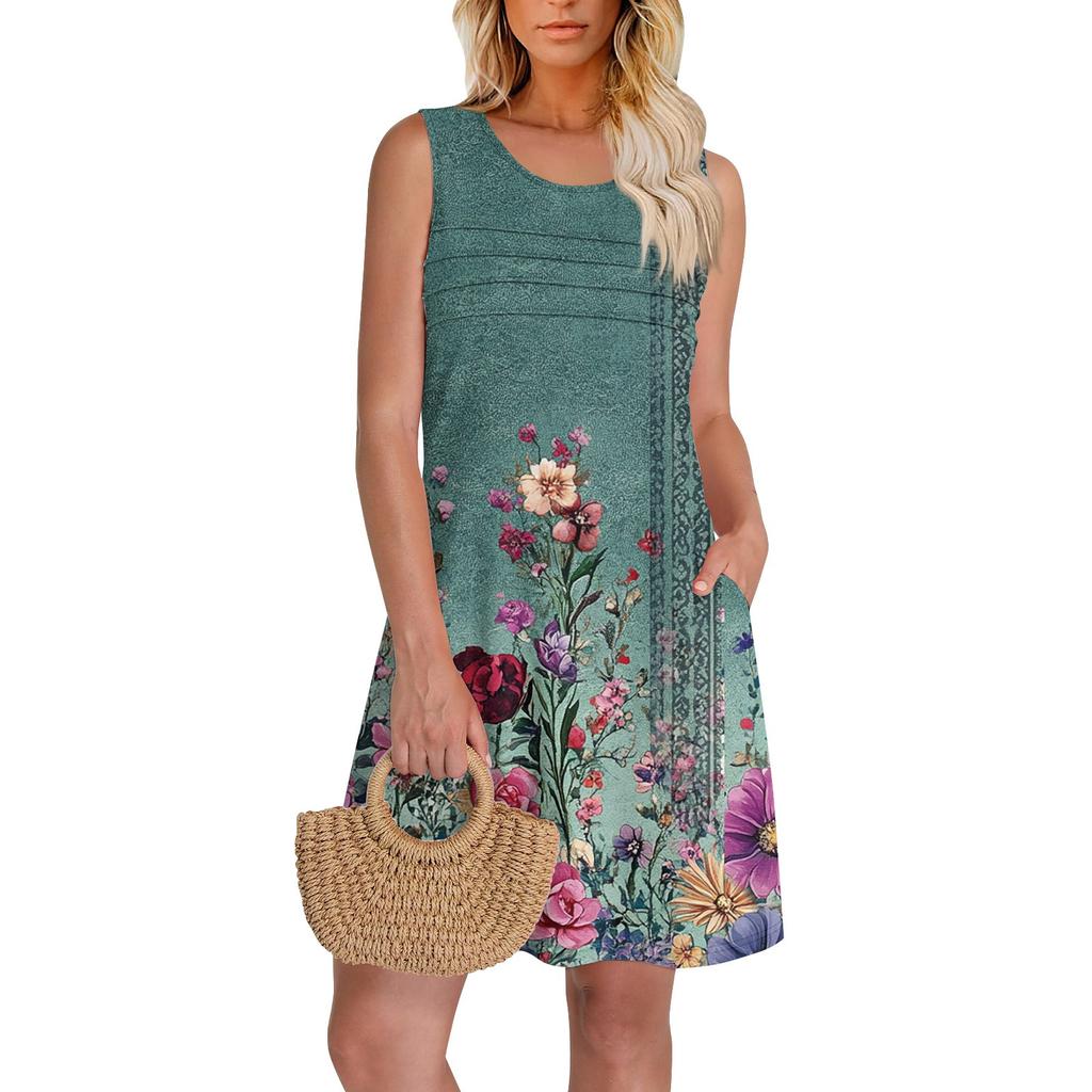 Women's Casual Sundress With Pockets Summer Boho Beach Dress,Holiday Hresses For Women Tank Dresses