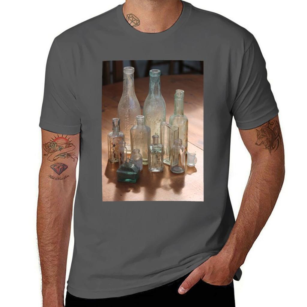 Old Bottles Tshirt Minimal Art Print Tshirt