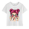 2025 Summer New Girls 100%Cotton T-shirt Cartoon Short Sleeve White T-Shirt Round Neck Top Cute Graphic Tops Kids Funny Tees