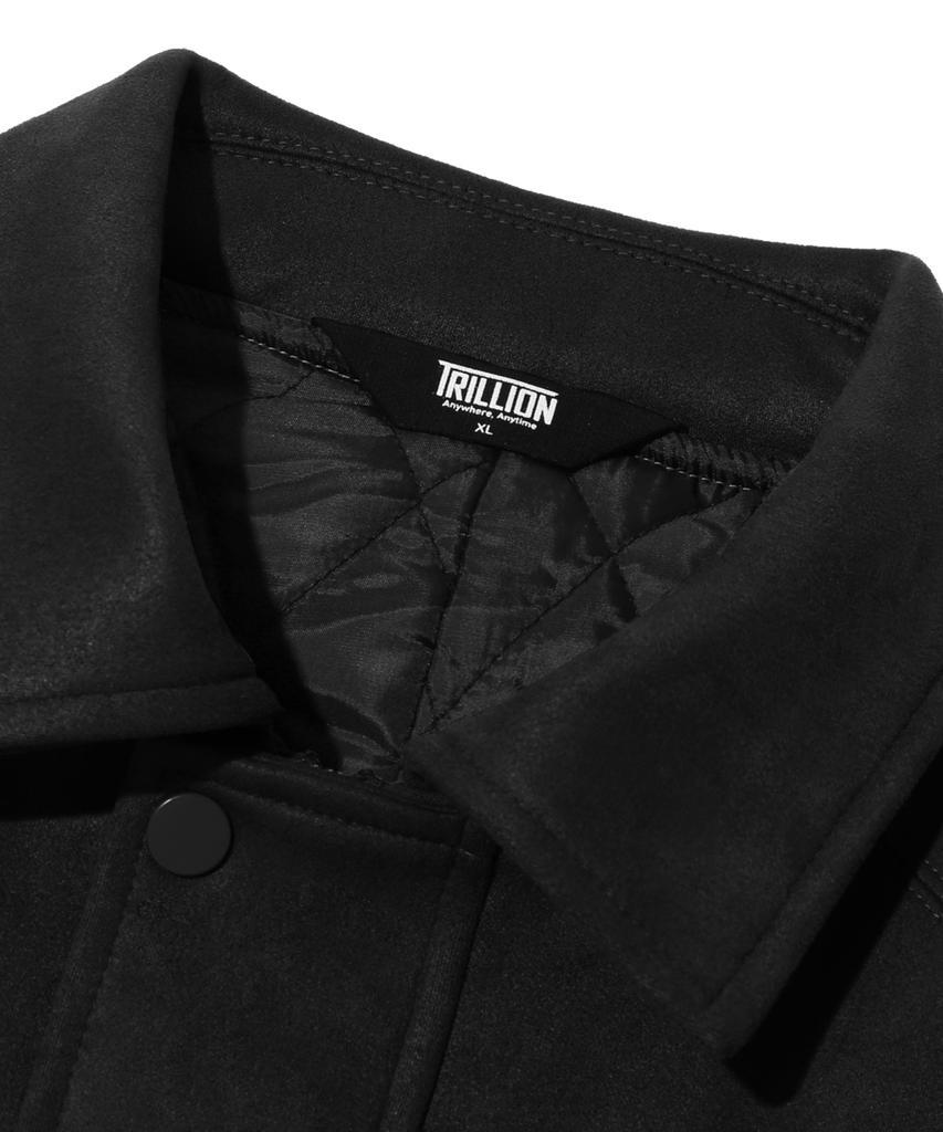 Trillion Suede Rivet Blouson Zip-Up Jacket (Black)