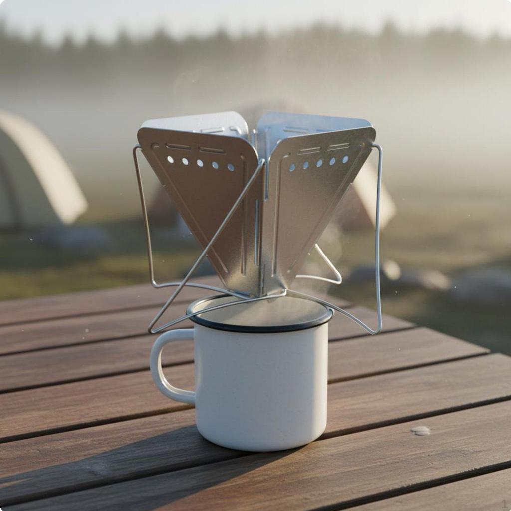 Portable Pour Over Coffee Maker Vintage Design Foldable Dripper Reusable Stainless Steel