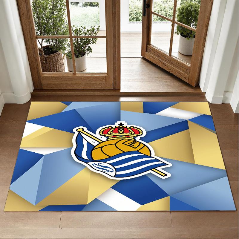 Real Sociedad FC Design Crystal Velvet Rug Soft Decorative Mat for Bedroom Entrance