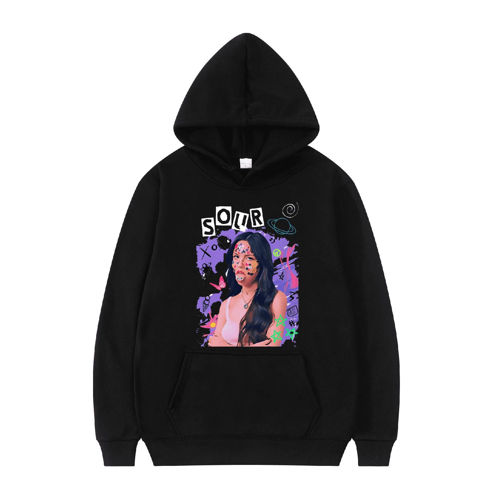 

Женская мода, повседневный свободный плюшевый пуловер с длинными рукавами и круглым вырезом с буквенным принтом и веревочной толстовкой S чёрный