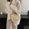 Round Straw Crossbody Bag Handmade Woven Shoulder Bag For Women Summer Beach Bag Bohemia Travel Small Handbag and Purse