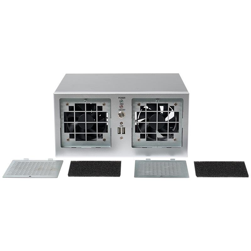 Wall-Mounted 4-Slot ITX CNC Industrial Computer Chassis, Silver-Gray