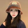 Retro Knitted Wool Bucket Hat Women'S Autumn And Winter Atmosphere Hat Big Head Circumference Shows Small Face Versatile Basin Hat
