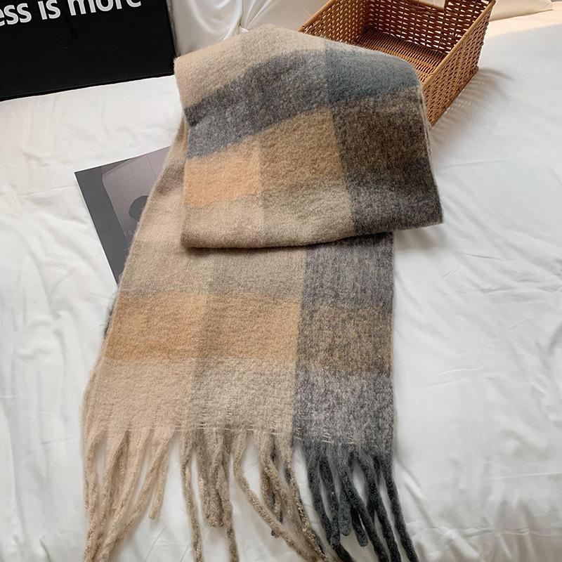 Knitted scarf Thickened warm scarf Women's winter high-end warm scarf Scarf Shawl