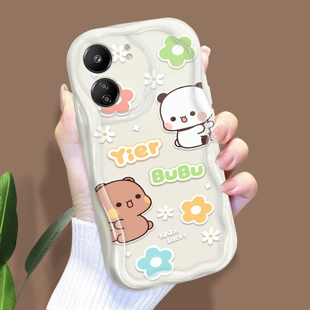 Cute Cartoon Pattern Cream Texture Casing Wavy Edge Soft Silicone Cover Phone Case for Xiaomi Redmi