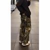JYL Men's Python Print Jeans Camo Cargo High-Street Straight Flare Denim Pants