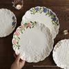 Elegant Retro Embossed Underglaze Ceramic Plate for Breakfast & Dessert