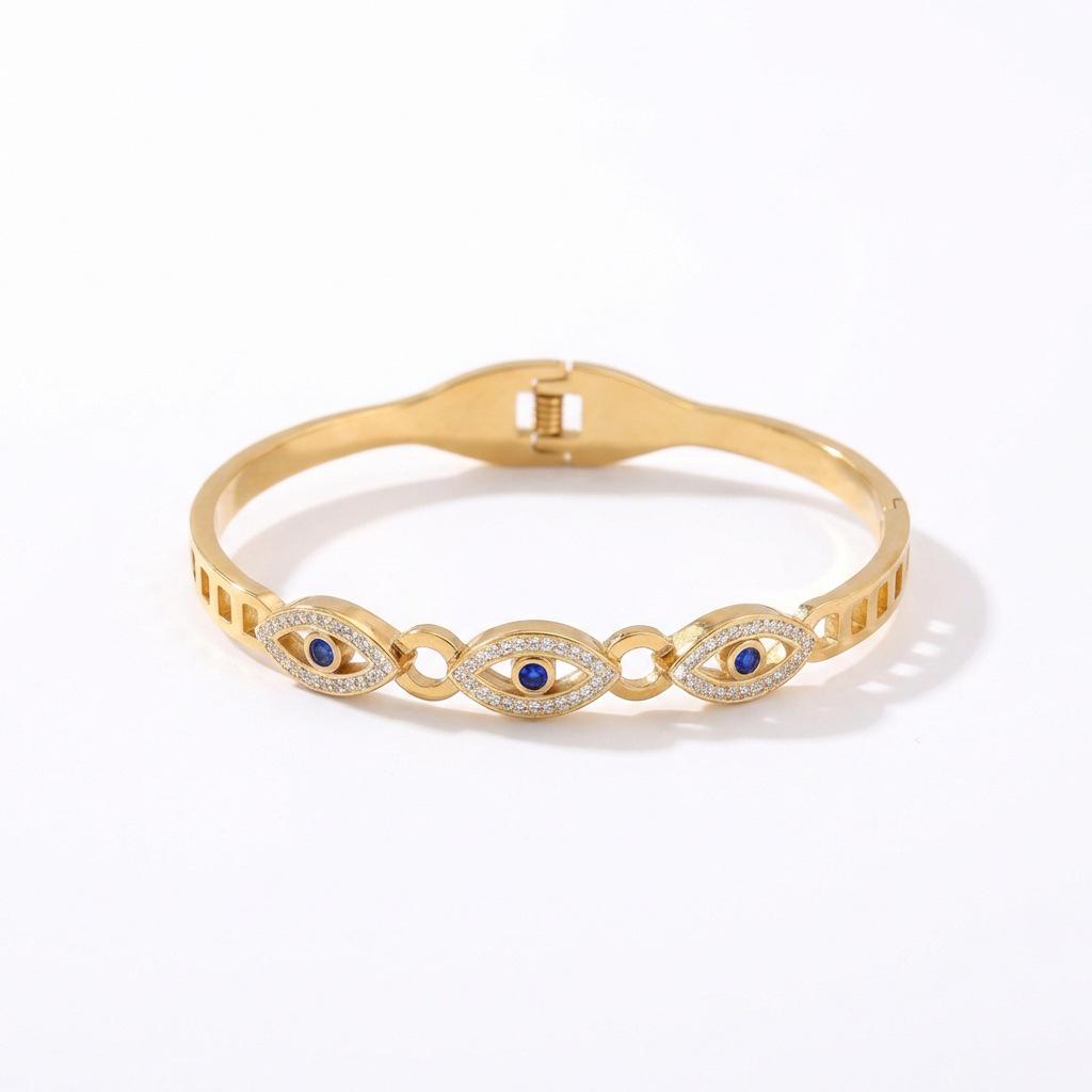 Dämonenauge Titanstahl Strassstein Armband - Modisches Hohl Design