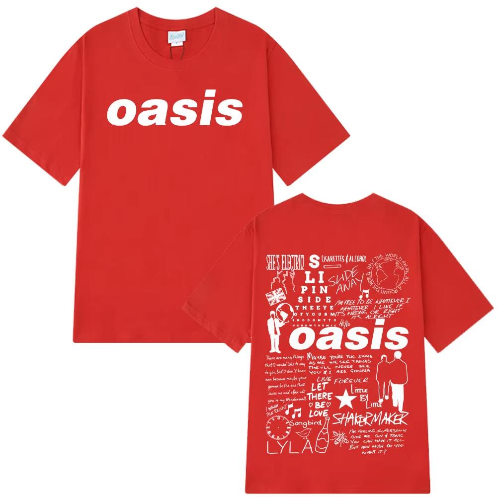 Oasis Band Logo Rock Band Tees Men Woman Short Sleeves Vintage T Shirts Hip Hop Loose Casual Oversized High Quality T-shirt Tops