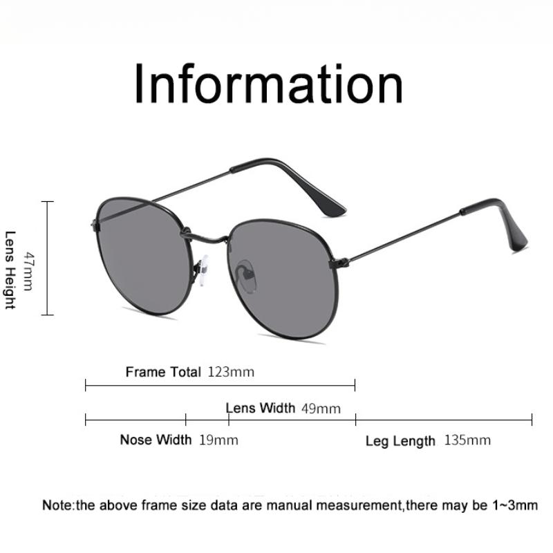 Anti-Blue Light Fashion Oval Frame Sunglasses Retro Circular Trendy Men's and Women's Metal Shades Anti-UV400 Full Rim Glasses