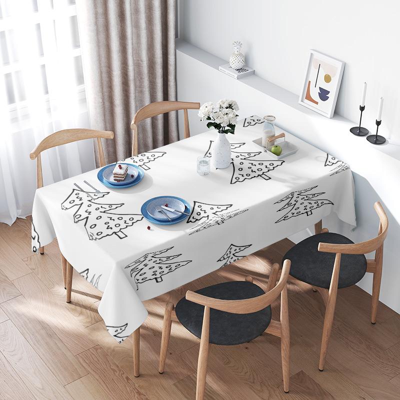 

Modern Nordic Christmas Tree Print Tablecloth Home Decor Square White Polyester Dining Room Decorative Blanket 160X240Cm New Yea 100X140CM