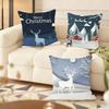 Blue And White Moose Cushion Cover Silky Short Plush Home Sofa Cushion Cover - Invisible Zipper Home Decoration