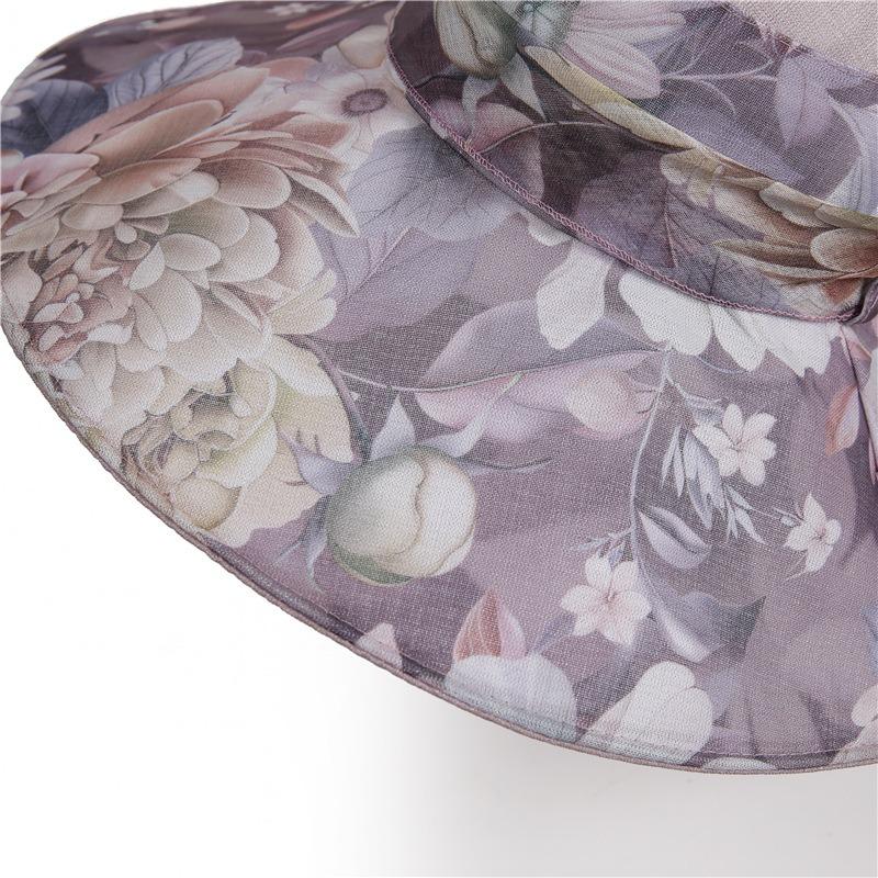 Bow big eaves bucket hat women's summer sunscreen hat breathable versatile elegant beach sun hat