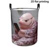 Laundry Hamper, Pink Frog-Shaped Pattern, Polyester Fiber, Storage Basket, Suitable for Bedroom Laundry Room Dormitory Storage Basket, with Handle Sto