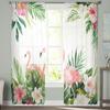 Flamingo Turtle Plant Flower Watercolor Modern Tulle Curtains For Living Room Bedroom Home Kitchen Window Sheer Curtains