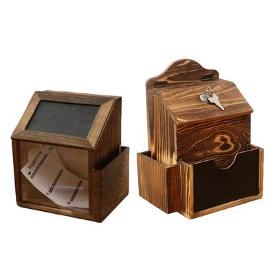 Handcrafted Wooden Feedback Box Featuring Lockable Slot Removable Writing And Storage Compartment For Office Decoration