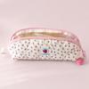 Pink Strawberry Print Stationery Bag with Strawberry Pendant Cosmetic Storage Bag  Students Gift