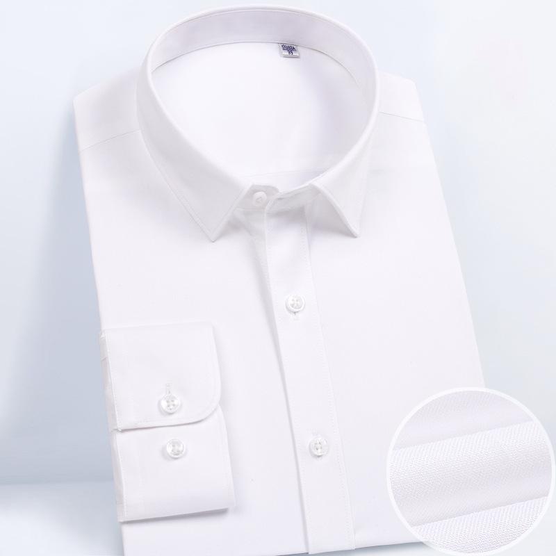 80-Count Double-Ply Men's Long-Sleeve Business Casual Shirt - Combed Cotton Blend Uniform for Young and Middle-Aged Professionals