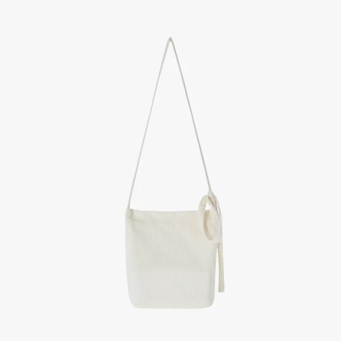 CORDUROY TIE BAG SMALL (IVORY) Corduroy Tie Bag Eco Bag