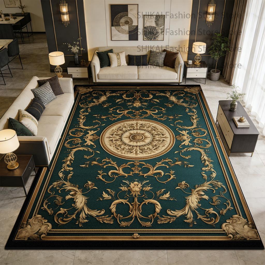 Green European Decoration Luxury Fluffy Carpet Easy Clean Soft Rugs for Living Room Large Area Antiskid Short Velvet Floor Mats