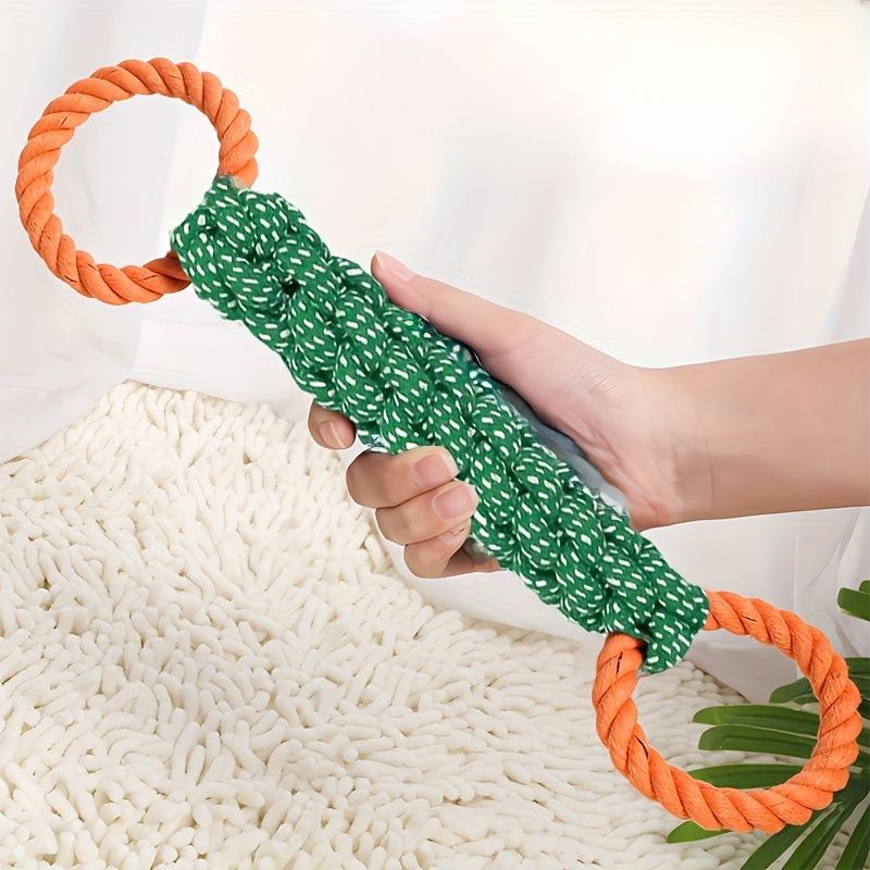 Pet Playtime Dog Toy Rope Double-Ring Cotton Blend for Interactive Enjoyment