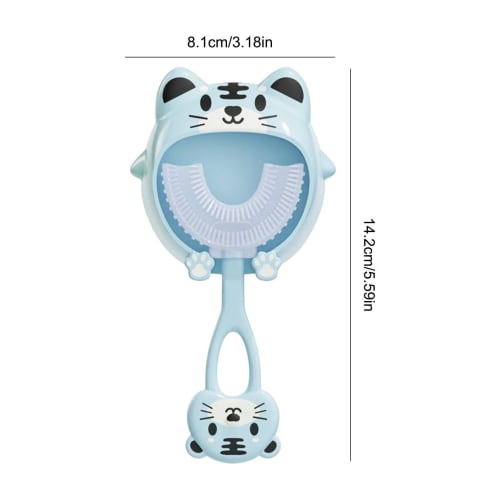 U-Shaped Kids Toothbrush, Baby Teething Toy Toothbrush, Kids Toothbrush with Soft Silica Gel Brush Head, Oral Cleaning Tool, 360× Oral Cleaning Design